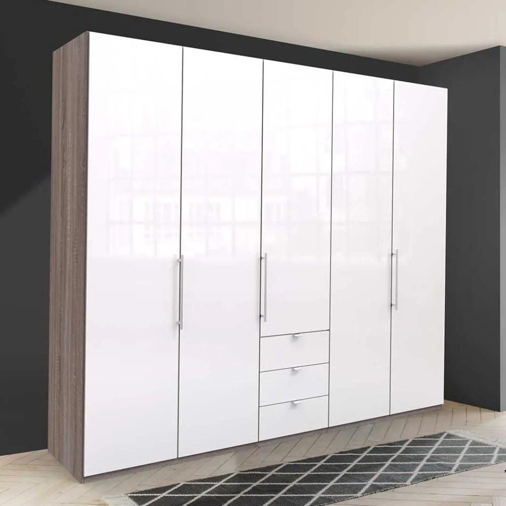 Wohnen Kleiderschränke<Breiter Kleiderschrank in Weiß Glas - Empresian