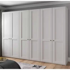 Wohnen Kleiderschränke<Breiter Kleiderschrank in Weiß 6-türig - Flinn