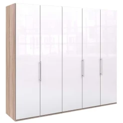 Wohnen Kleiderschränke|Schränke<Breiter Schlafzimmerschrank mit weißer Glasfront - Bosays