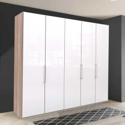 Wohnen Kleiderschränke|Schränke<Breiter Schlafzimmerschrank mit weißer Glasfront - Bosays