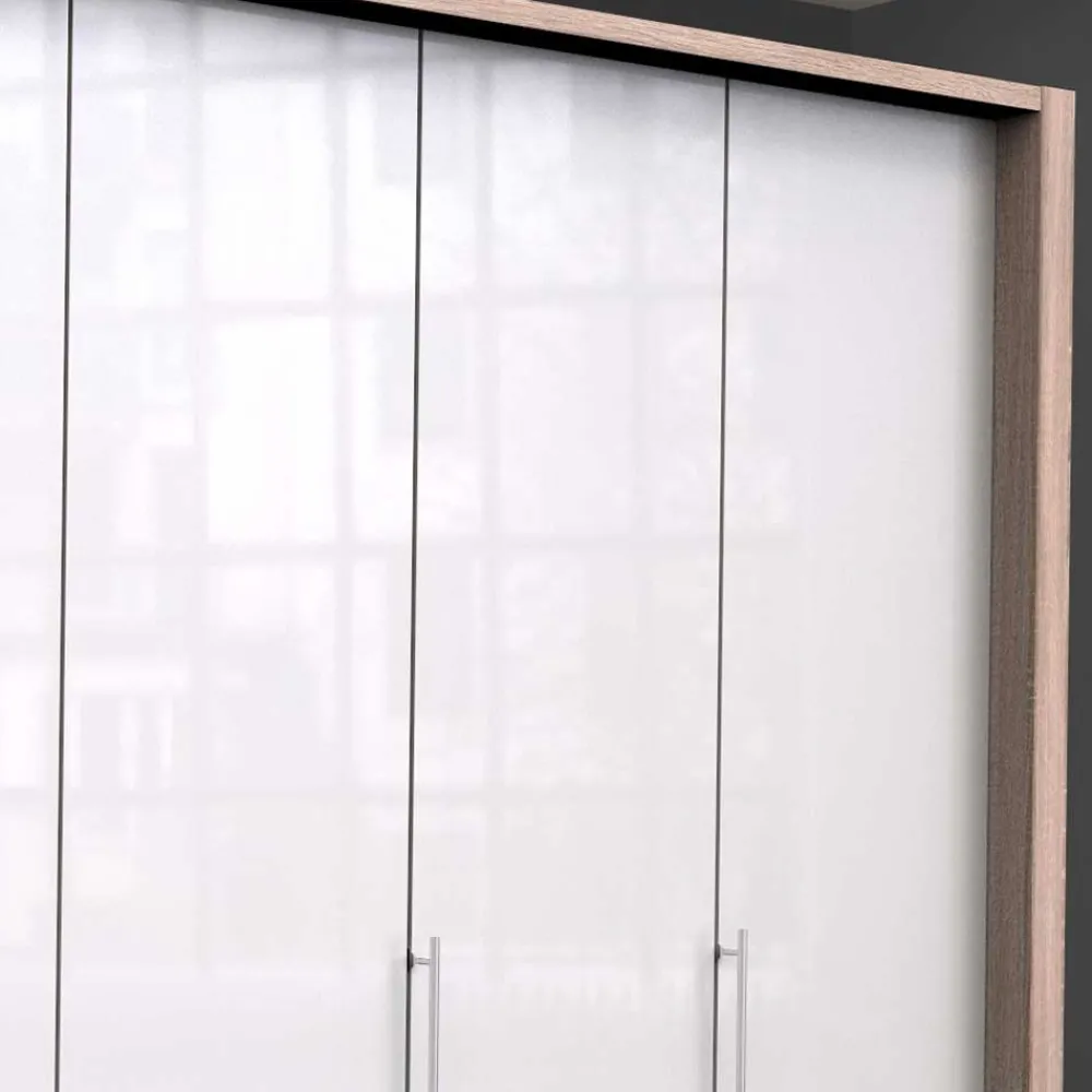 Wohnen Kleiderschränke|Schränke<Breiter Schlafzimmerschrank mit weißer Glasfront - Bosays
