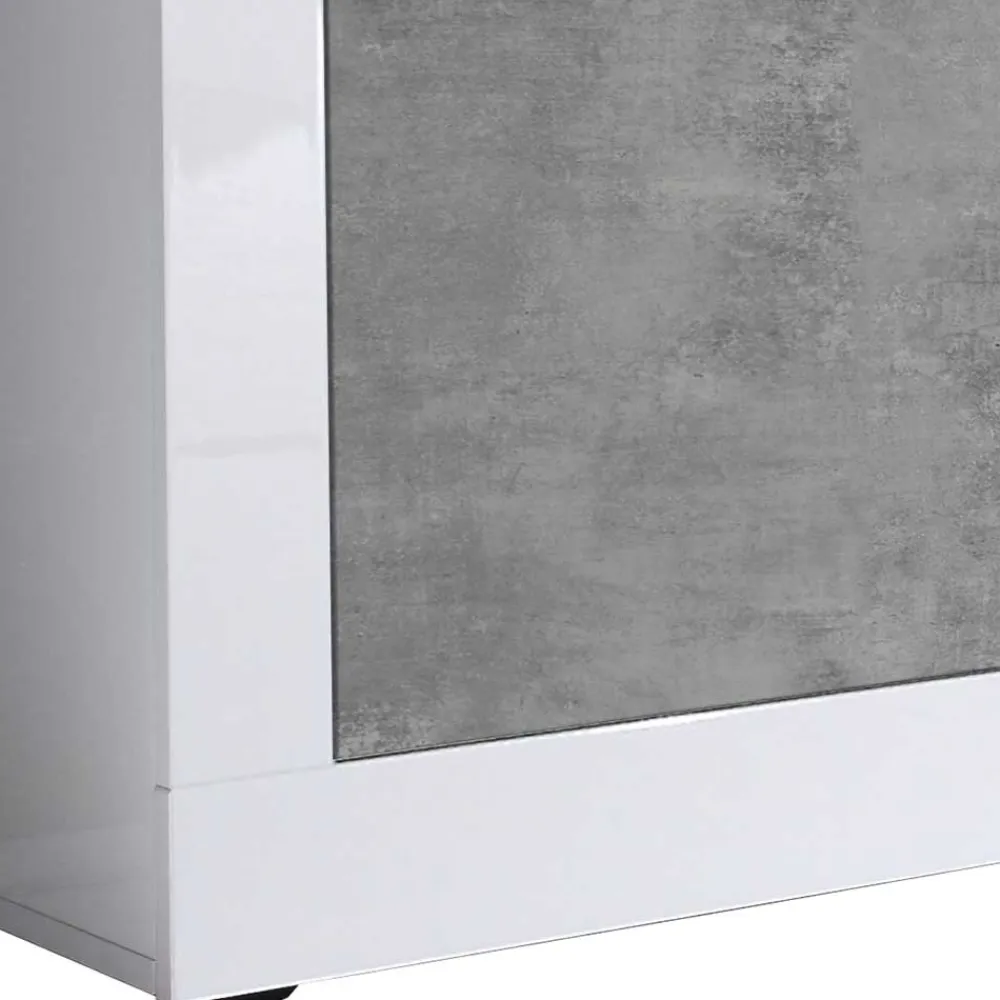 Wohnen Tv & Hifi-Möbel<Breites TV Board in Weiß HG & Betonoptik - Narandu