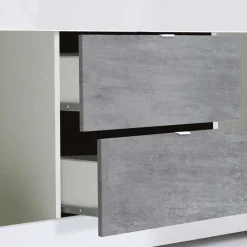 Wohnen Tv & Hifi-Möbel<Breites TV Board in Weiß HG & Betonoptik - Narandu