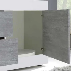 Wohnen Tv & Hifi-Möbel<Breites TV Board in Weiß HG & Betonoptik - Narandu