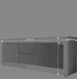 Wohnen Tv & Hifi-Möbel<Breites TV Board in Weiß HG & Betonoptik - Narandu