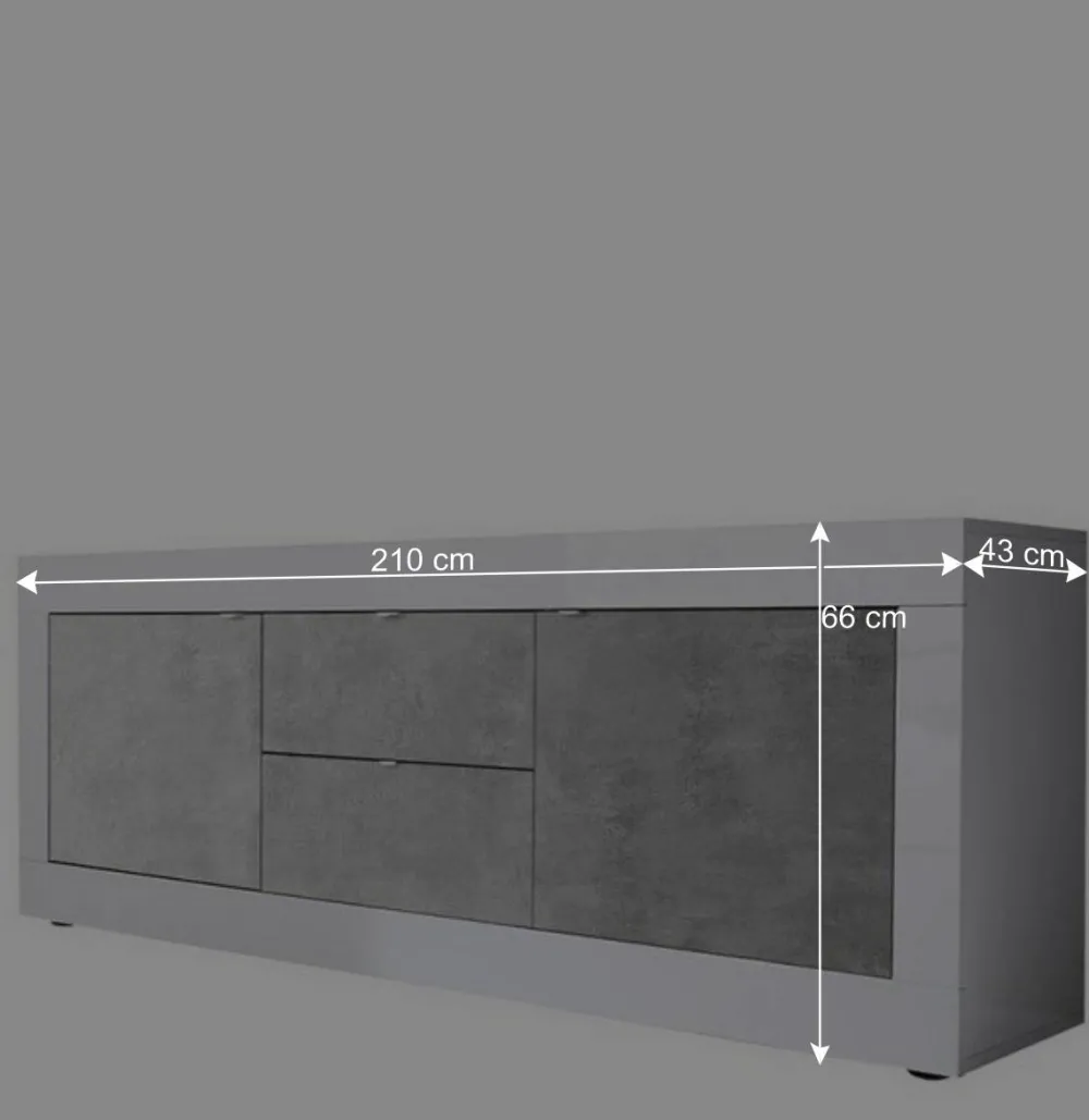 Wohnen Tv & Hifi-Möbel<Breites TV Board in Weiß HG & Betonoptik - Narandu