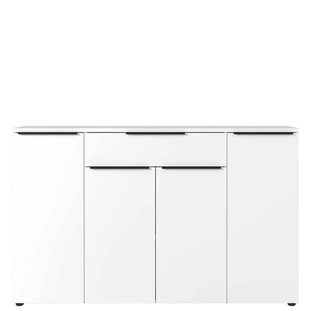 Wohnen Sideboards<Büro Highboard in Weiß mit schwarzen Griffen - Sparkle