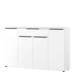 Wohnen Sideboards<Büro Highboard in Weiß mit schwarzen Griffen - Sparkle