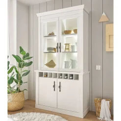 Wohnen Kommoden|Vitrinen<Buffet Vitrine in weißer Holzoptik Pinie - Liancos