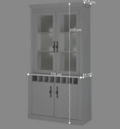 Wohnen Kommoden|Vitrinen<Buffet Vitrine in weißer Holzoptik Pinie - Liancos