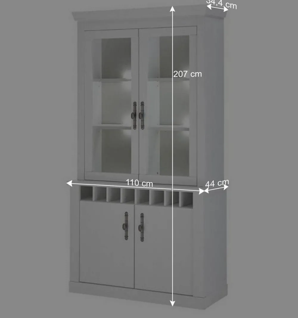 Wohnen Kommoden|Vitrinen<Buffet Vitrine in weißer Holzoptik Pinie - Liancos