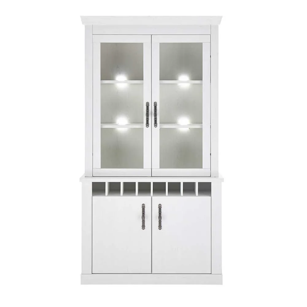 Wohnen Kommoden|Vitrinen<Buffet Vitrine in weißer Holzoptik Pinie - Liancos