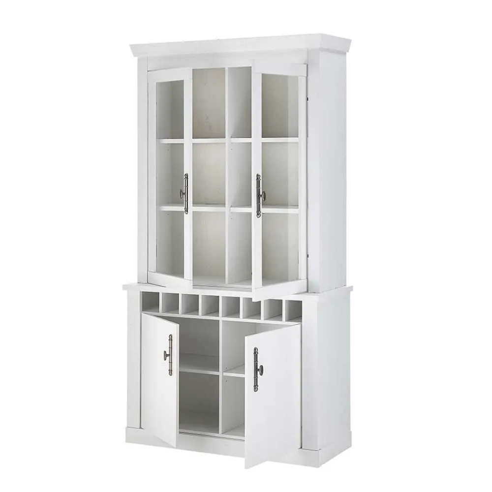 Wohnen Kommoden|Vitrinen<Buffet Vitrine in weißer Holzoptik Pinie - Liancos