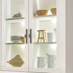 Wohnen Kommoden|Vitrinen<Buffet Vitrine in weißer Holzoptik Pinie - Liancos