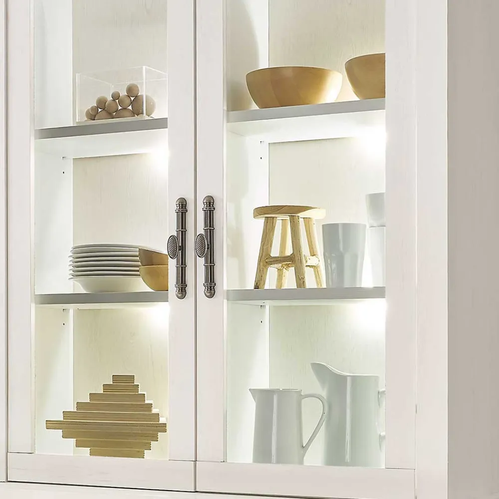 Wohnen Kommoden|Vitrinen<Buffet Vitrine in weißer Holzoptik Pinie - Liancos