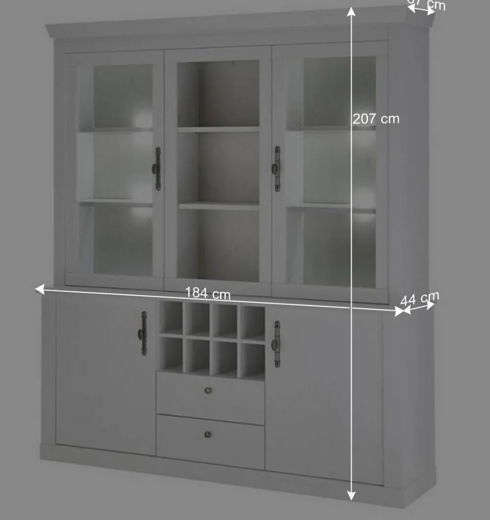 Wohnen Kommoden|Vitrinen<Buffetschrank Vitrine in weißer Holzoptik Pinie - Liancos
