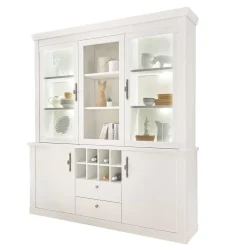 Wohnen Kommoden|Vitrinen<Buffetschrank Vitrine in weißer Holzoptik Pinie - Liancos