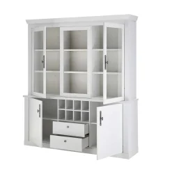Wohnen Kommoden|Vitrinen<Buffetschrank Vitrine in weißer Holzoptik Pinie - Liancos