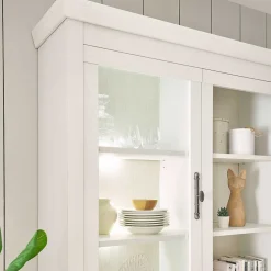 Wohnen Kommoden|Vitrinen<Buffetschrank Vitrine in weißer Holzoptik Pinie - Liancos