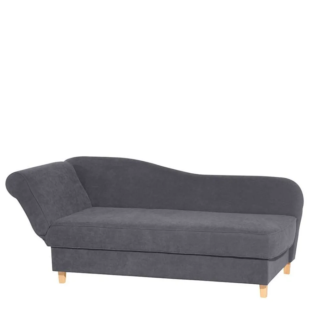 Wohnen Sofas<Chaiselongue in Anthrazit mit Buche - Adelina