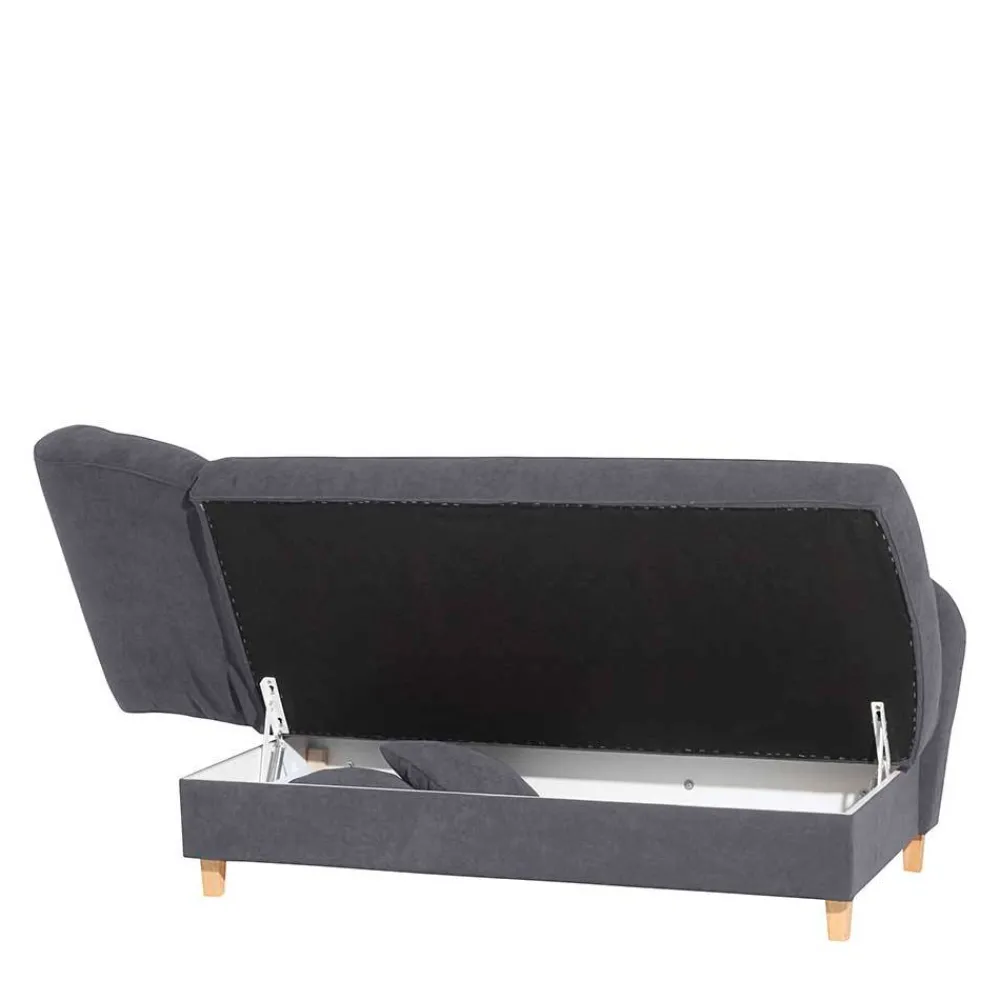 Wohnen Sofas<Chaiselongue in Anthrazit mit Buche - Adelina