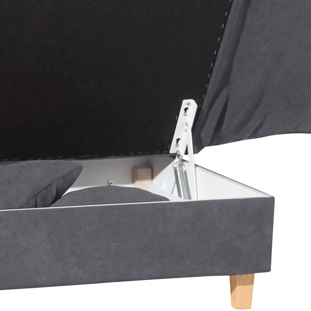 Wohnen Sofas<Chaiselongue in Anthrazit mit Buche - Adelina