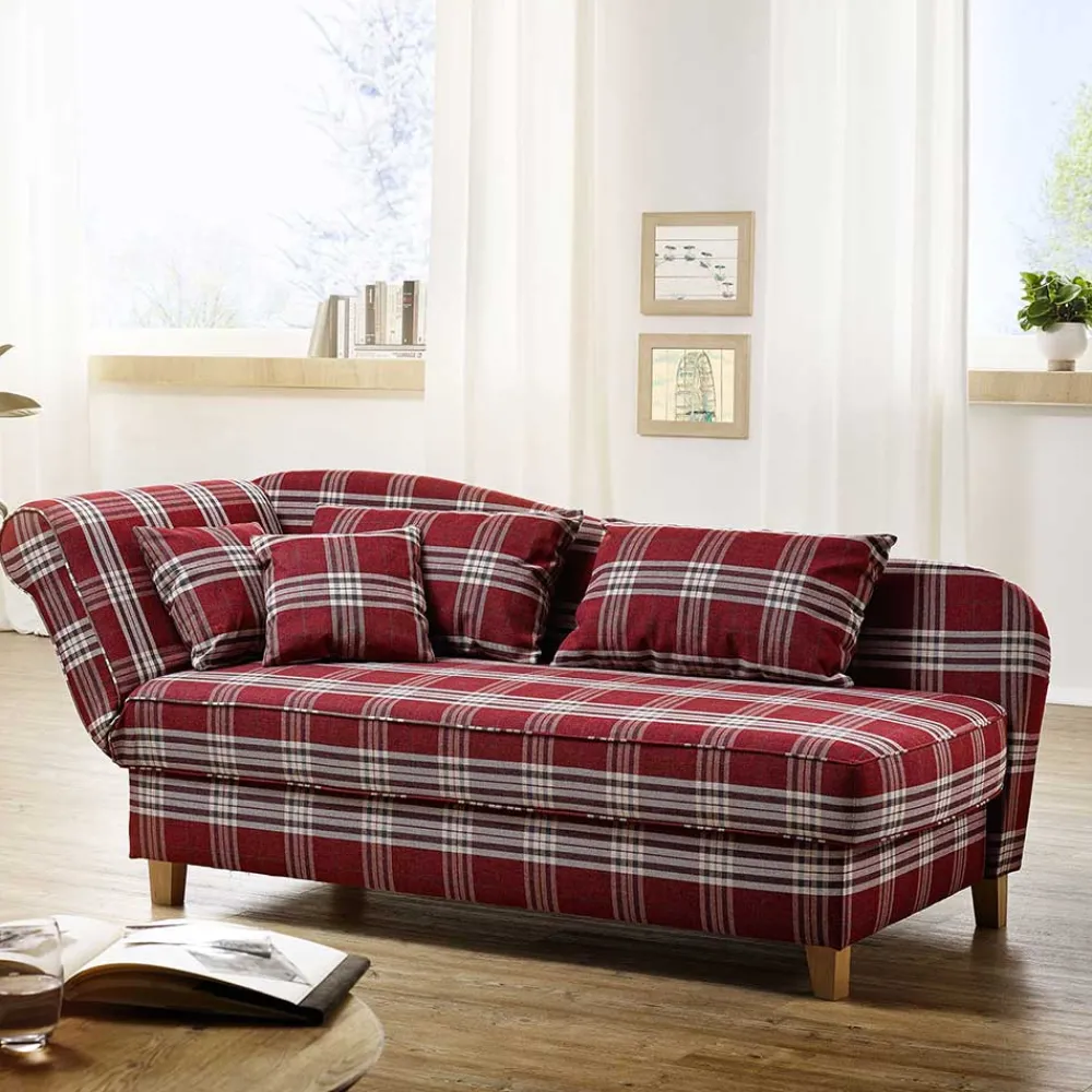 Wohnen Sofas<Chaiselongue mit Karomuster in Rot Weiß - Apel