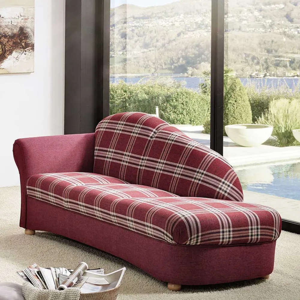 Wohnen Sofas<Chaiselongue mit Karostoff in Rot - Lyatea