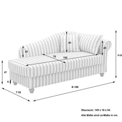 Wohnen Sofas<Chaiselongue mit Streifen in Weiß Braun - Adendro