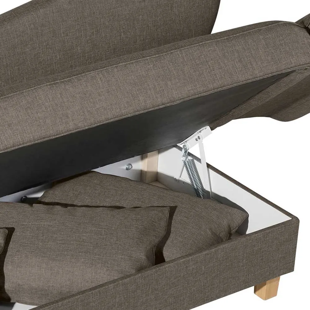 Wohnen Sofas<Chaiselounge in Beigegrau mit Buche - Senade