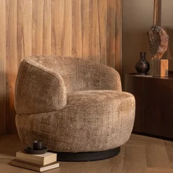 Wohnen Sessel<Chenille Drehsessel in Beige - Anvica