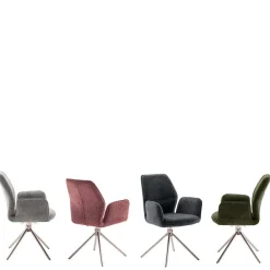Wohnen Stühle<Chenille Drehstühle in Altrosa - Veron (2er Set)
