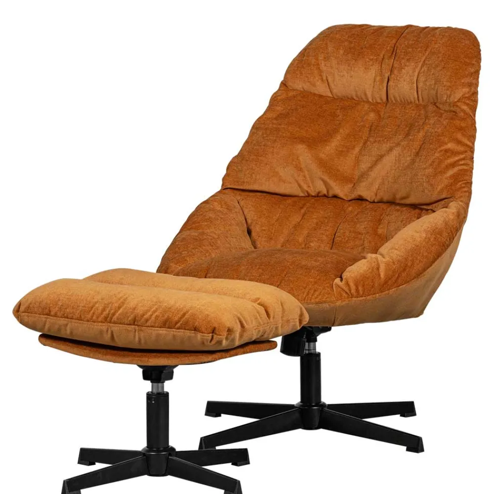 Wohnen Sessel<Chenille Relaxsessel in Ocker - Zinatella (zweiteilig)
