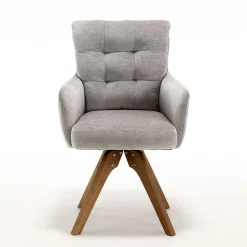Wohnen Stühle<Chenille Tischsessel in Taupe - Fiorello (2er Set)