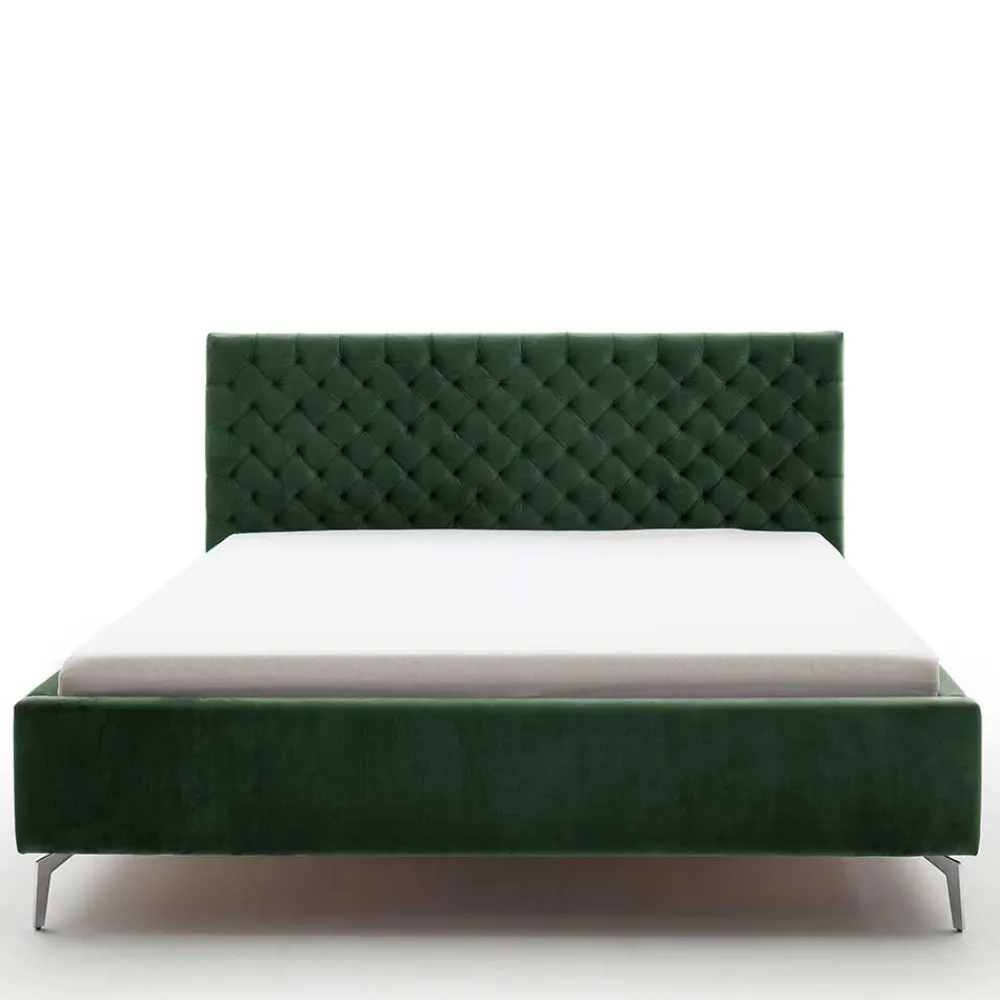 Wohnen Betten<Chesterfield Bett in Dunkelgrün Samt - Jesafina