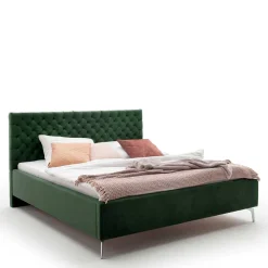 Wohnen Betten<Chesterfield Bett in Dunkelgrün Samt - Jesafina