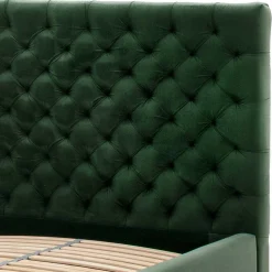 Wohnen Betten<Chesterfield Bett in Dunkelgrün Samt - Jesafina