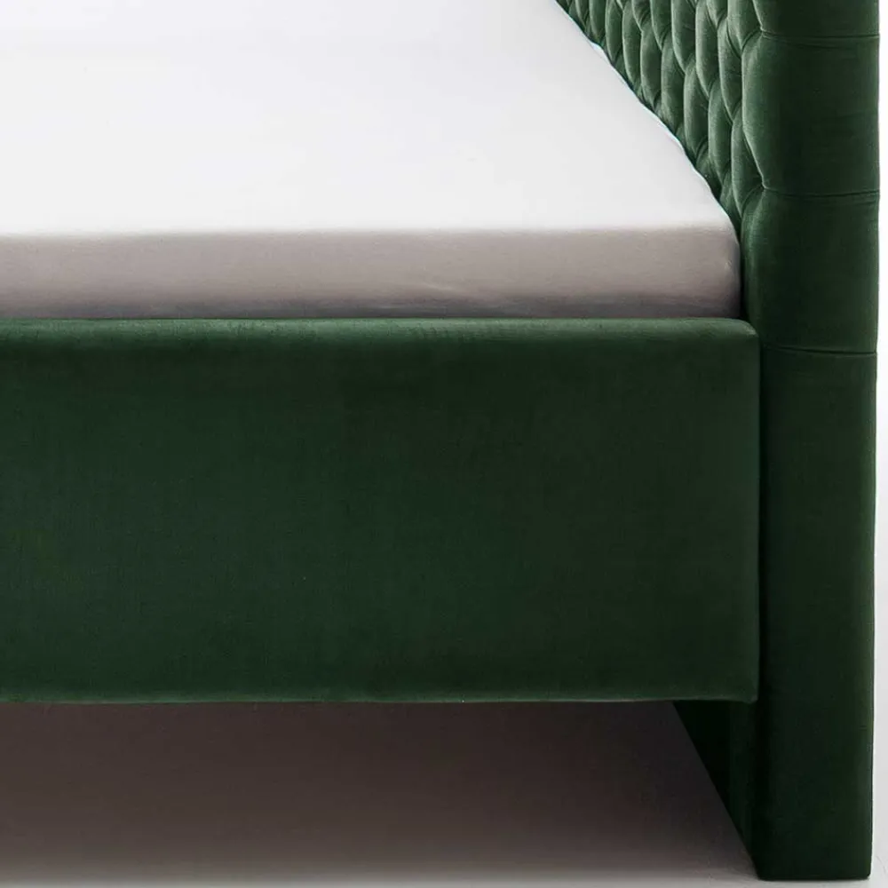 Wohnen Betten<Chesterfield Bett in Dunkelgrün Samt - Jesafina