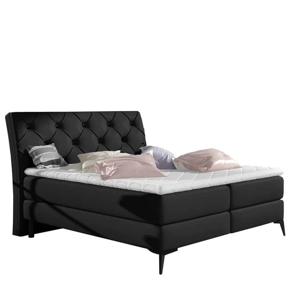 Wohnen Betten<Chesterfield Komplettbett in Schwarz - Silvaria