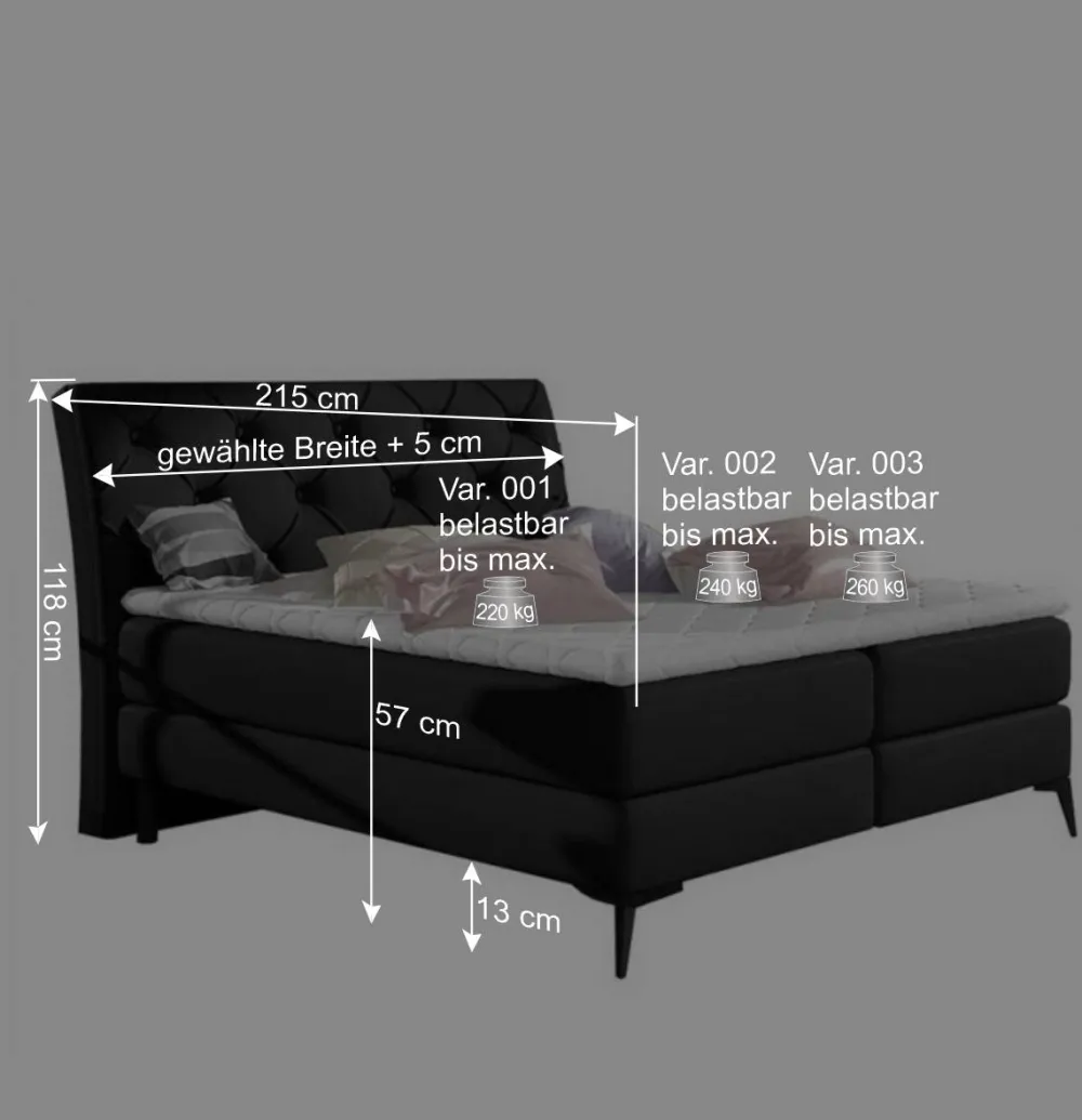 Wohnen Betten<Chesterfield Komplettbett in Schwarz - Silvaria