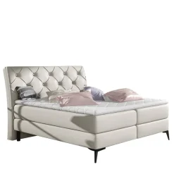 Wohnen Betten<Chesterfield Kunstlederbett in Creme - Micerdo