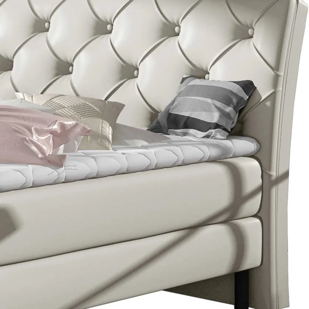 Wohnen Betten<Chesterfield Kunstlederbett in Creme - Micerdo