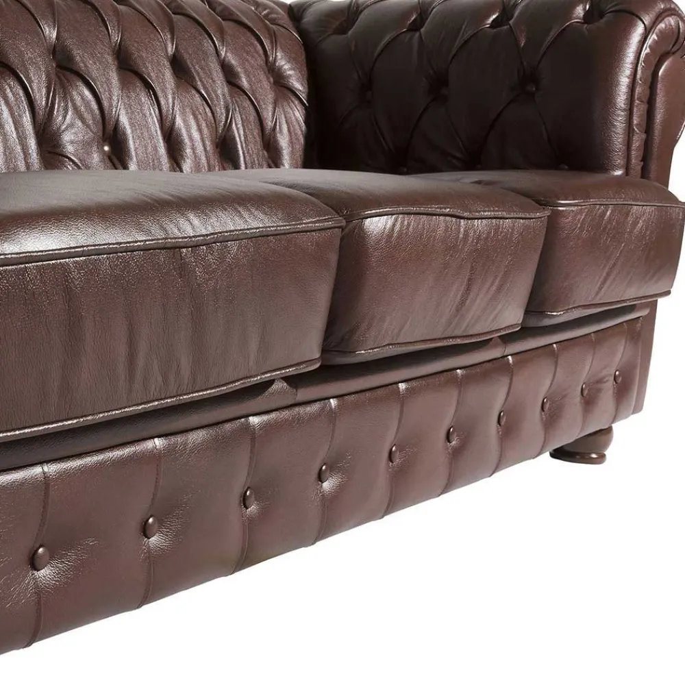 Wohnen Sitzgruppe<Chesterfield Ledergarnitur in Braun - Cementa (dreiteilig)