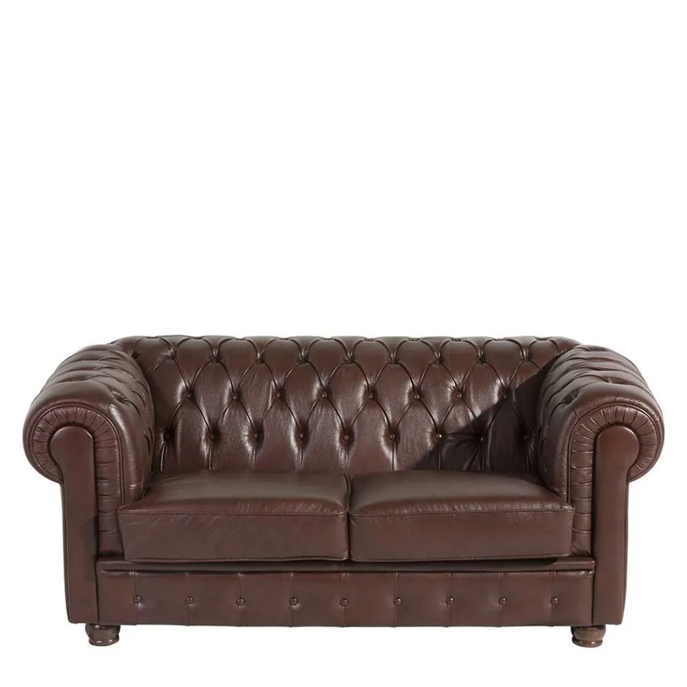 Wohnen Sitzgruppe<Chesterfield Ledergarnitur in Braun - Cementa (dreiteilig)