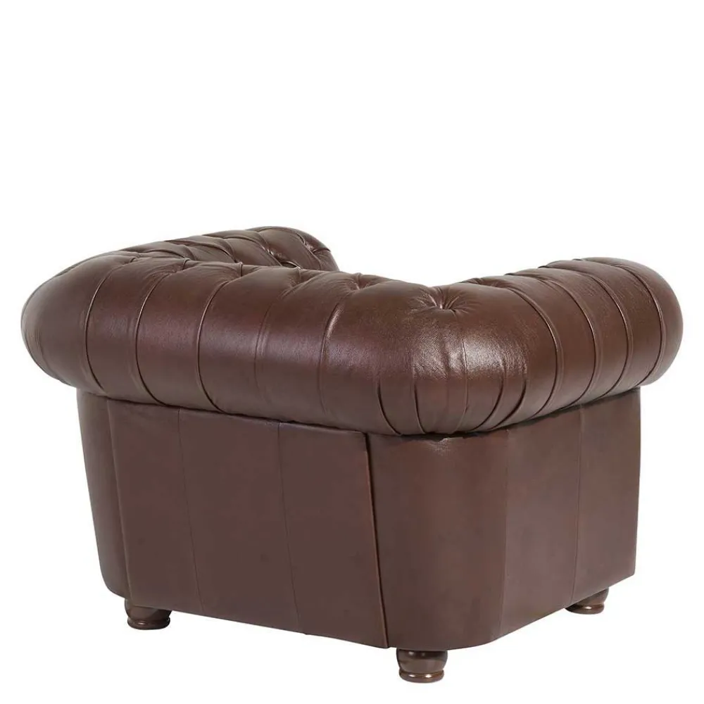 Wohnen Sitzgruppe<Chesterfield Ledergarnitur in Braun - Cementa (dreiteilig)