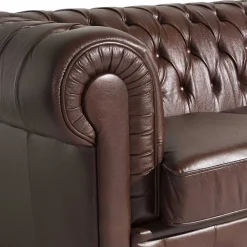 Wohnen Sitzgruppe<Chesterfield Ledergarnitur in Braun - Cementa (dreiteilig)