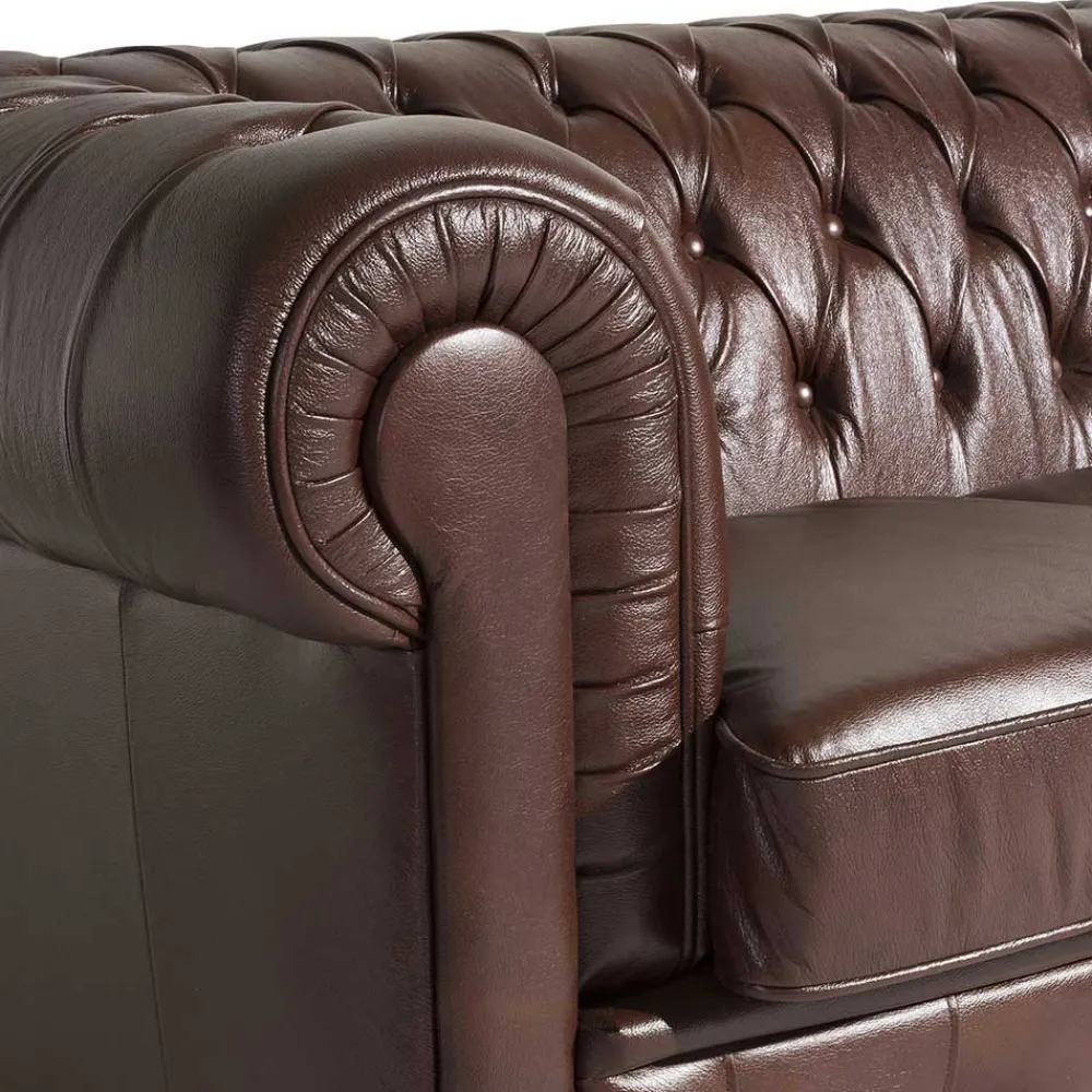 Wohnen Sitzgruppe<Chesterfield Ledergarnitur in Braun - Cementa (dreiteilig)