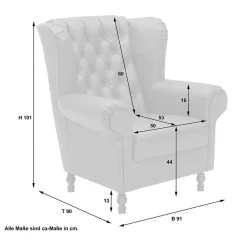Wohnen Sessel<Chesterfield Ohrenbackensessel aus Samtvelours - Gregg