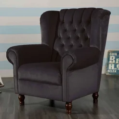 Wohnen Sessel<Chesterfield Ohrenbackensessel in Schwarz - Narissa