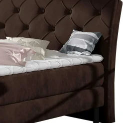 Wohnen Betten<Chesterfield Polsterbett in Dunkelbraun Velours - Partiona